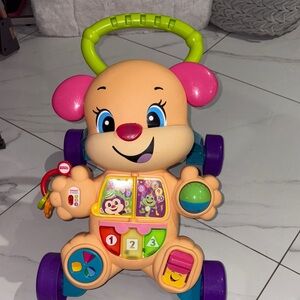 Colorful Interactive Baby Walker with Pink and Green Accents